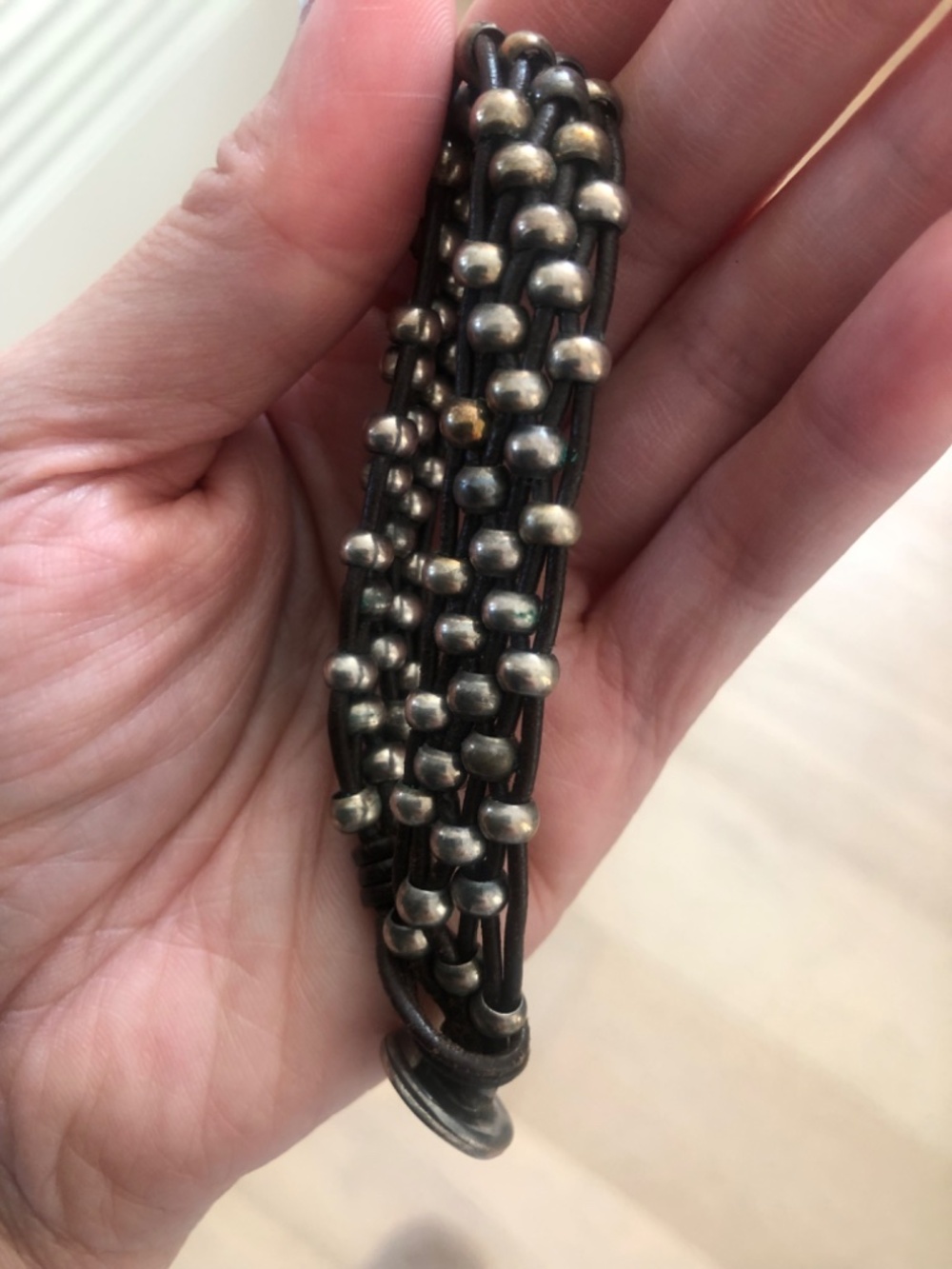 UNOde50 Multi Strand Leather and Silver Beaded Toggle Bracelet - Picture 3 of 4